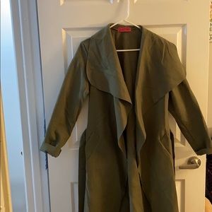 Long green trench coat